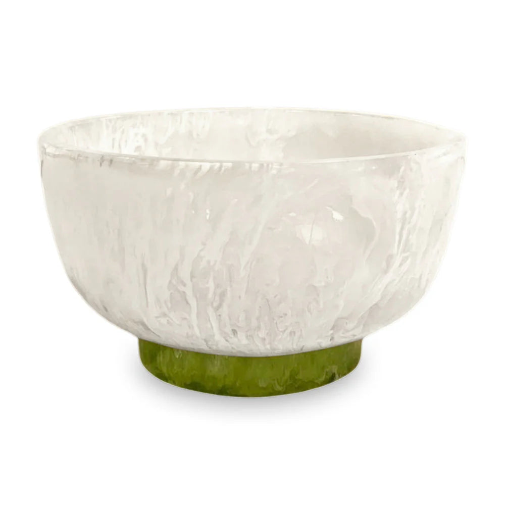 RESIN Rio Small Bowl with Base (White and Green)