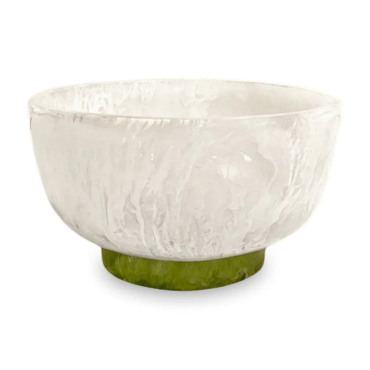 RESIN Rio Small Bowl with Base (White and Green)