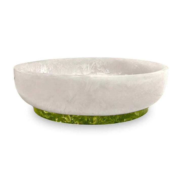 RESIN Rio Large Oval Bowl with Base (White and Green)