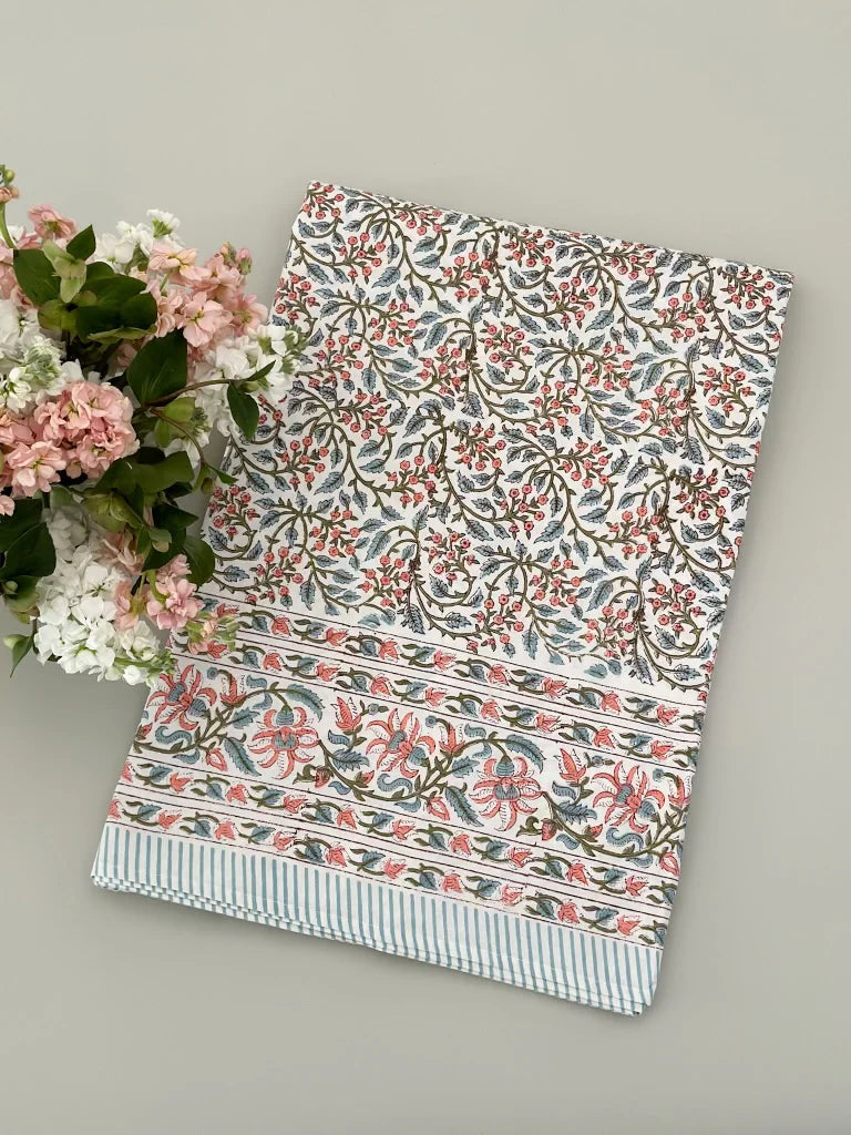 Blue & Pink Tablecloth, 72 x 132 in