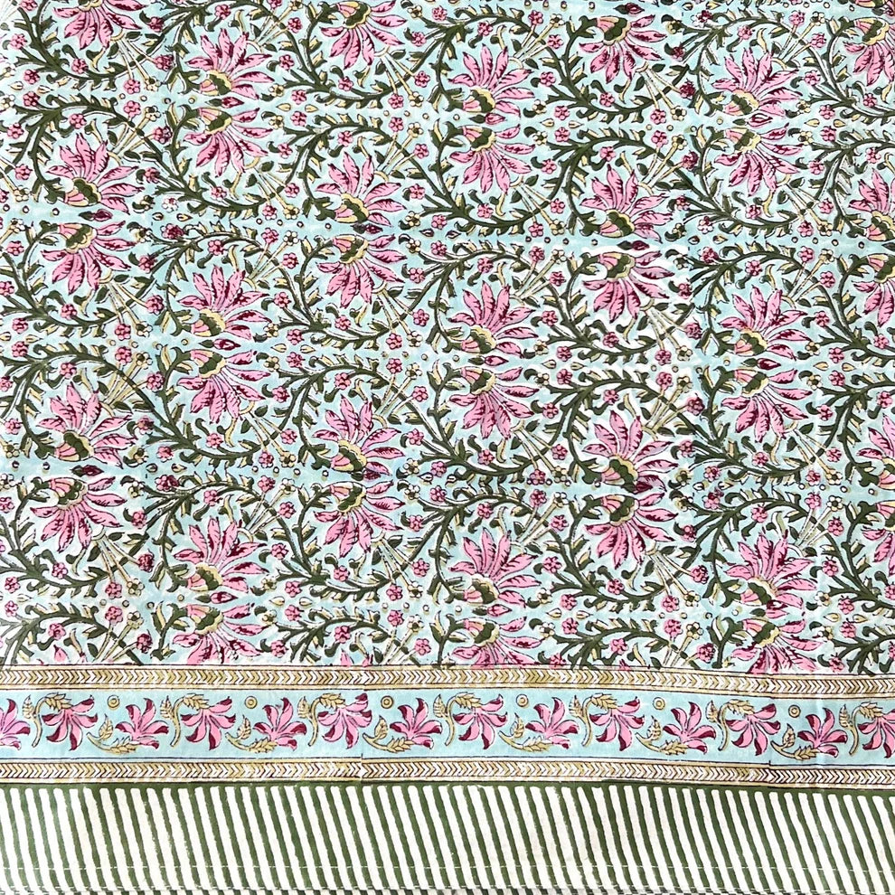 Green Pink Blue Tablecloth | 72x130