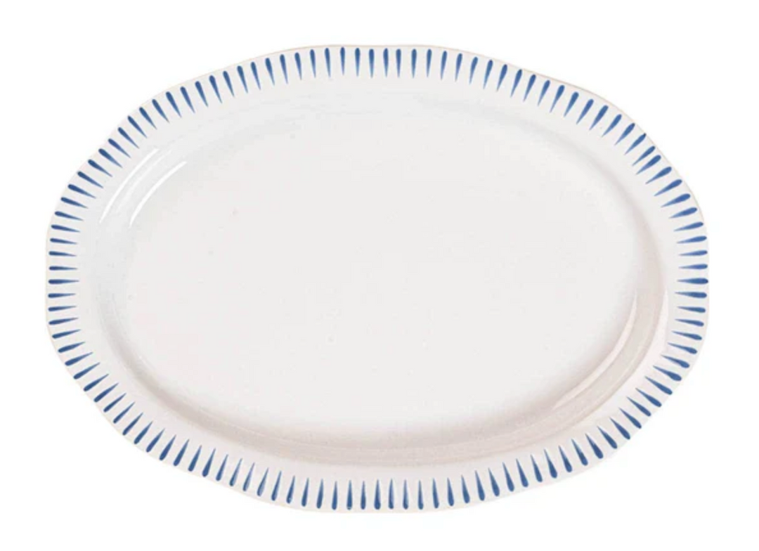 Sitio Stripe 17" Serving Platter - Delft Blue