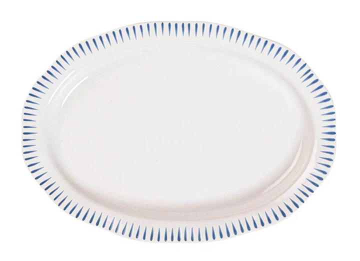 Sitio Stripe 17" Serving Platter - Delft Blue