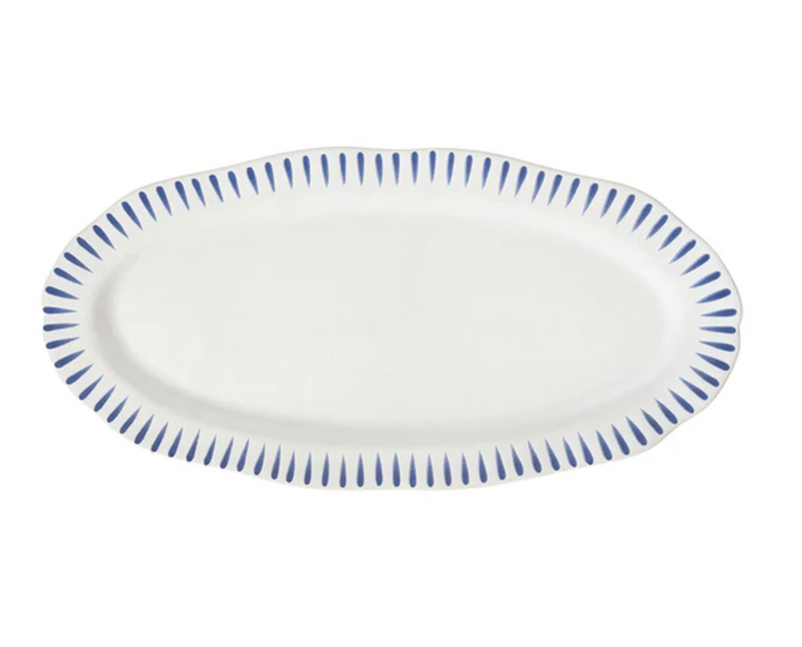 Sitio Stripe 15" Hostess Tray - Delft Blue