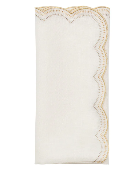 Lune Napkin in White, Gold & Silver