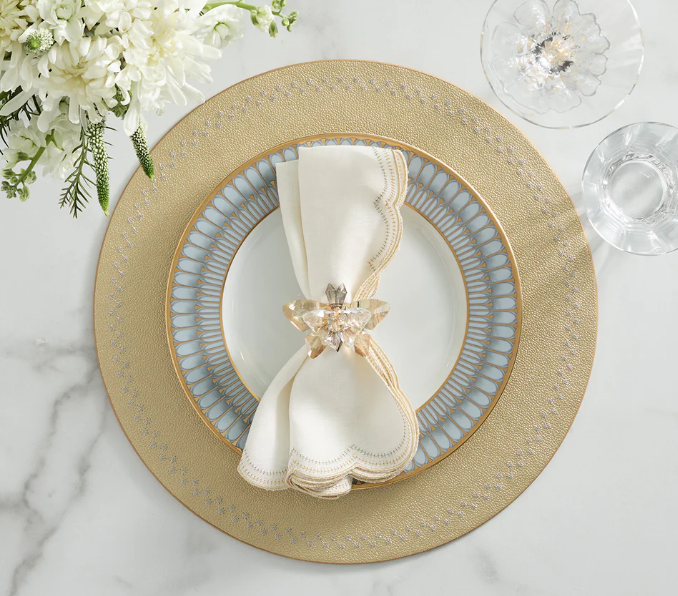 Lune Napkin in White, Gold & Silver