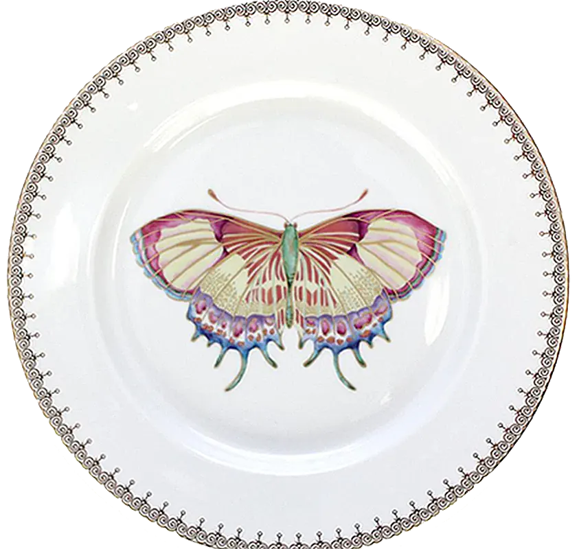 Golden Teardrop Butterfly Dessert Plate